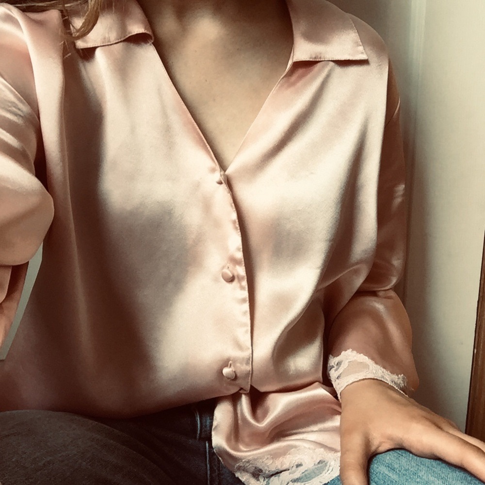 Vintage Morgan Taylor baby pink blouse
